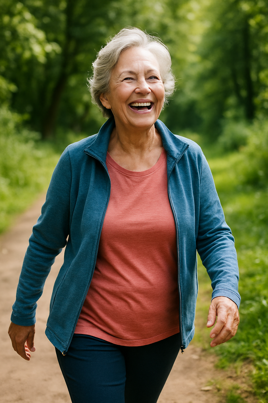 Active older adults smiling and pain-free